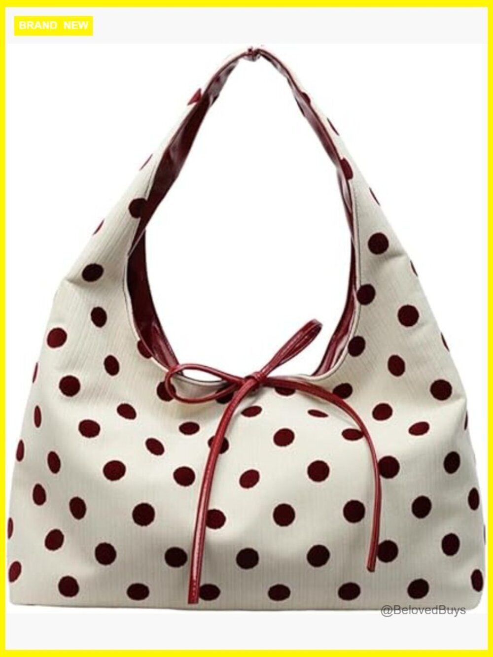 Slouchy Polka Dot Hobo Bag Crescent Crossbody Shoulder Purse Tote
